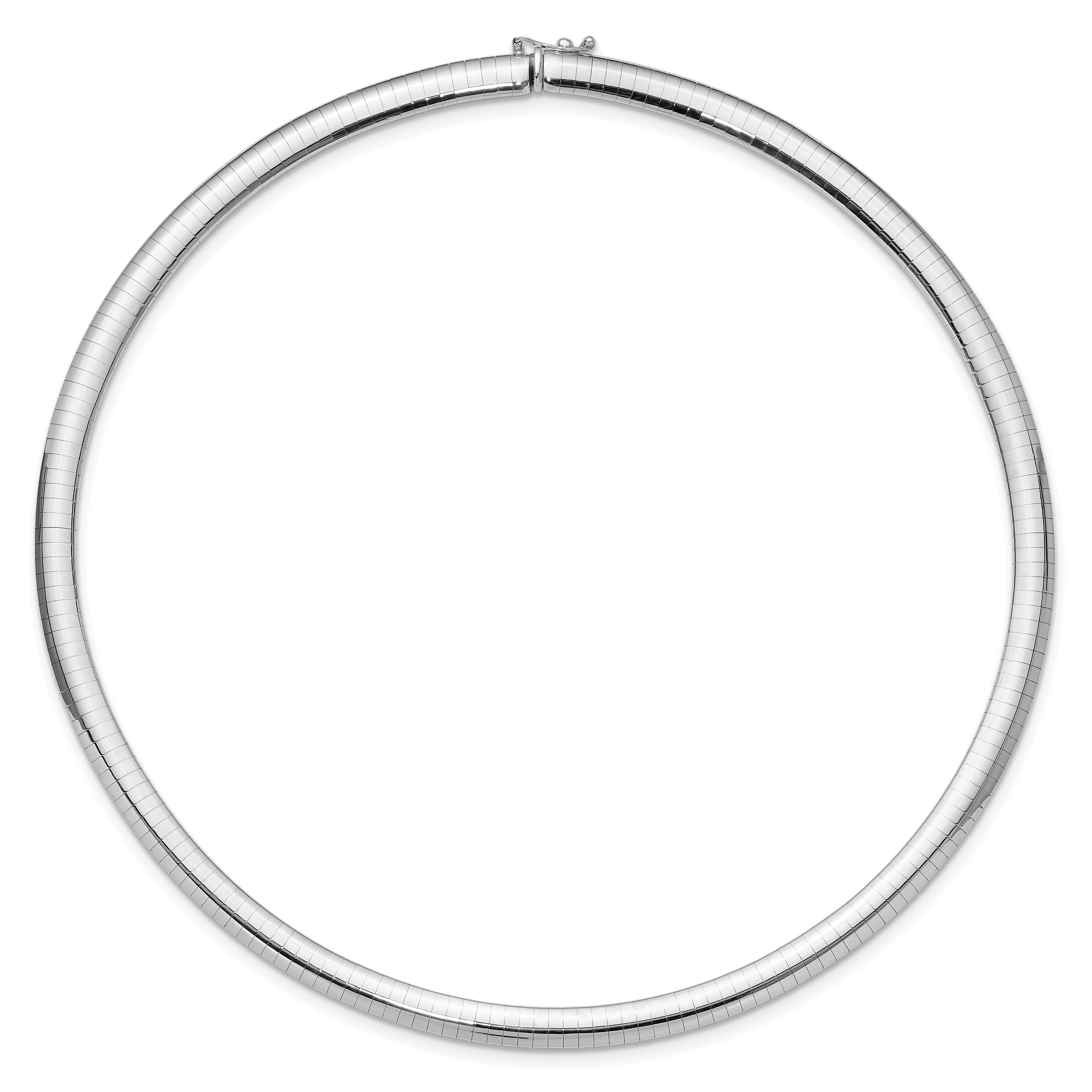 14k White Gold Polished 6mm Standard Weight 16 inch Domed Omega Necklace OW6