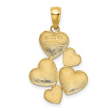14K and White Rhodium Polished Hearts Pendant K5176