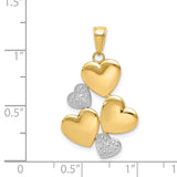14K and White Rhodium Polished Hearts Pendant K5176
