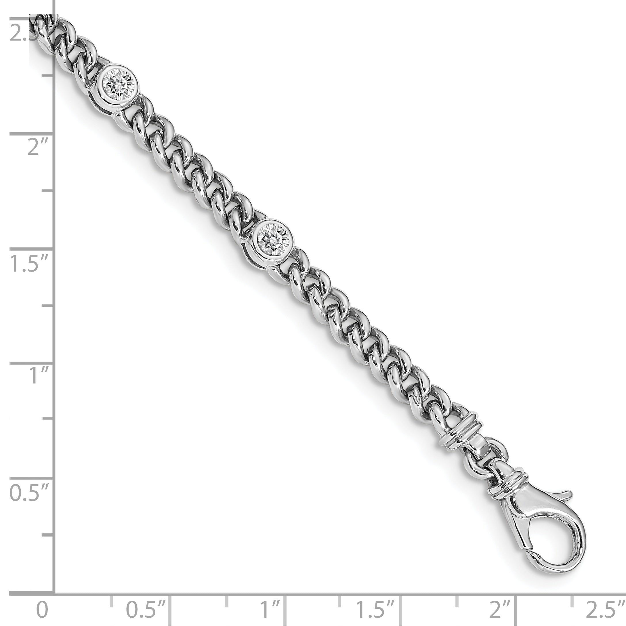 14k White Gold Complete 1 carat Round AA Diamond Bezel Curb Link 7 inch Bracelet X2959WAA