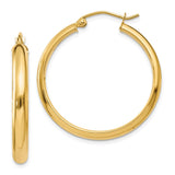 14k 3.75x26mm Round Tube Hoop Earrings TC142