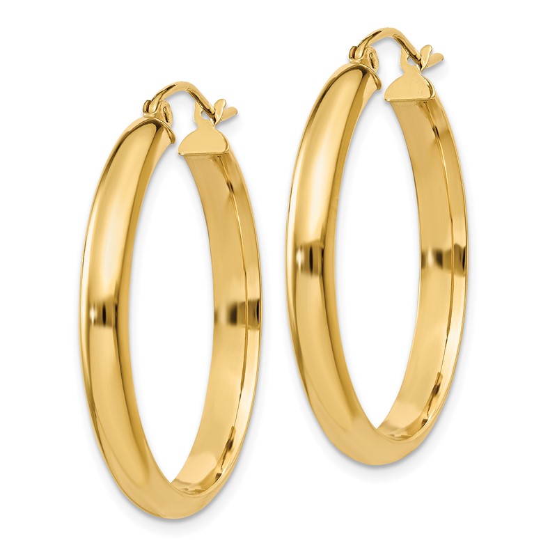 14k 3.75x26mm Round Tube Hoop Earrings TC142