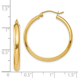 14k 3.75x26mm Round Tube Hoop Earrings TC142