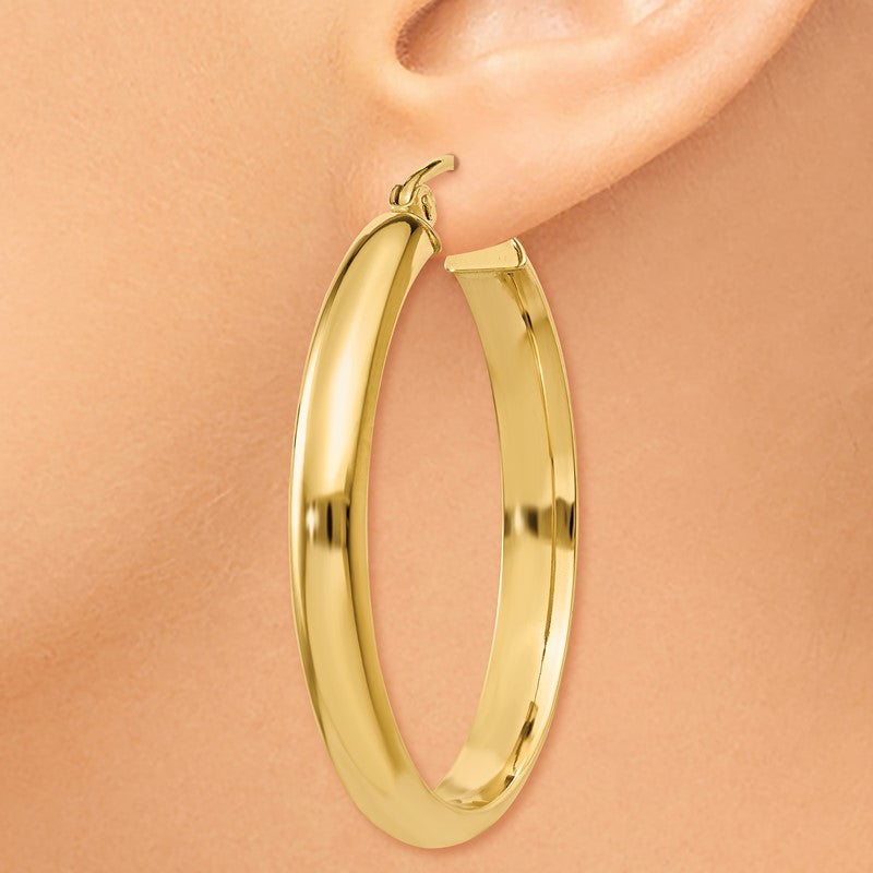 14k 3.75x26mm Round Tube Hoop Earrings TC142