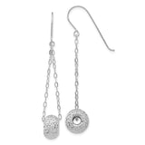 14K White Gold Chain with Diamond-cut 8mm Puffed Donut Bead Dangle French Hook Earrings TL929