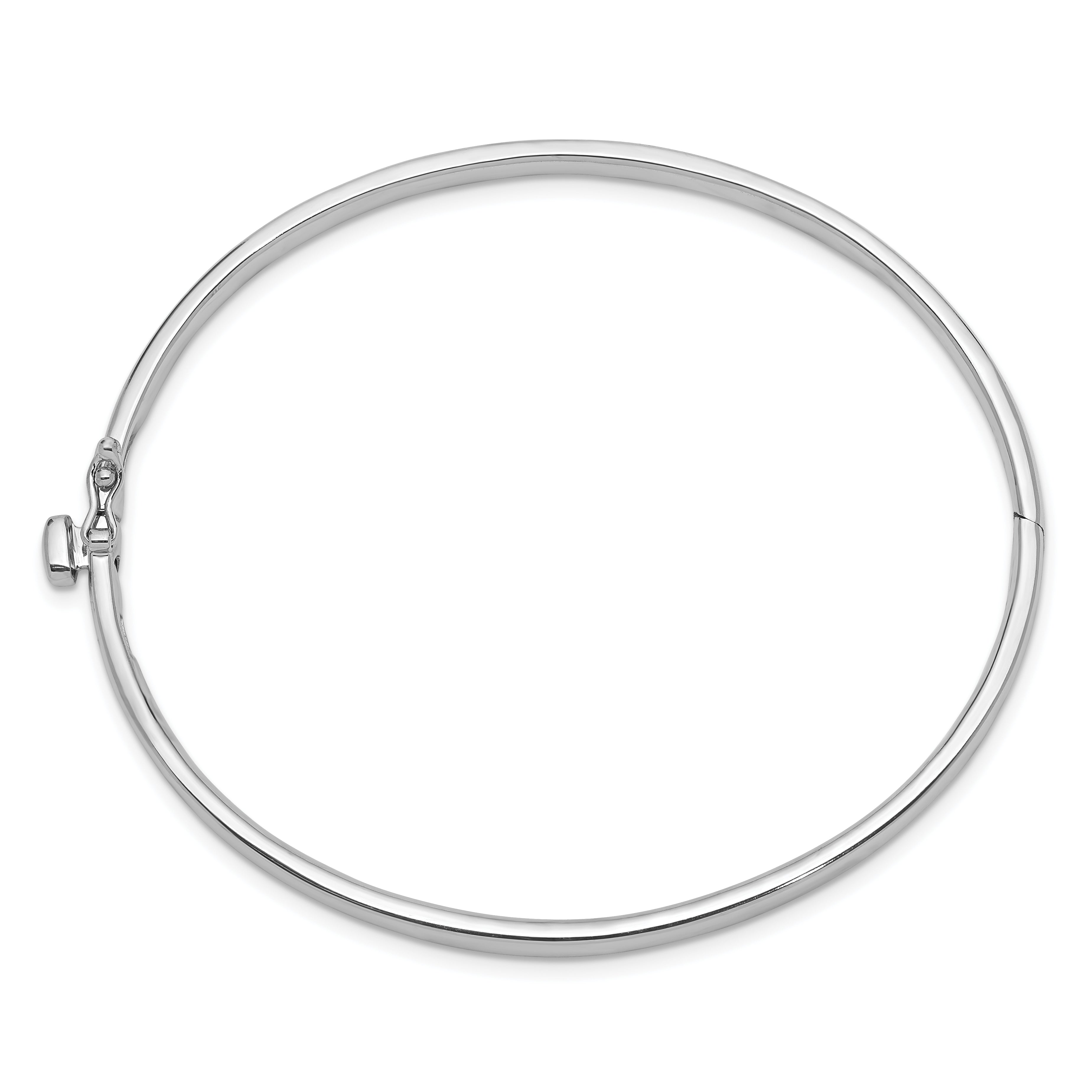 14k White Gold 3.6mm Polished Solid Hinged Oval Bangle Bracelet XB254