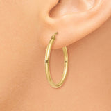 14k 2x25mm Polished Lightweight Tube Hoop Earrings T915L