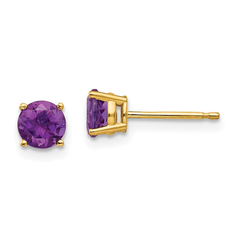 14k 5mm Round Amethyst Post Earrings XE72AM