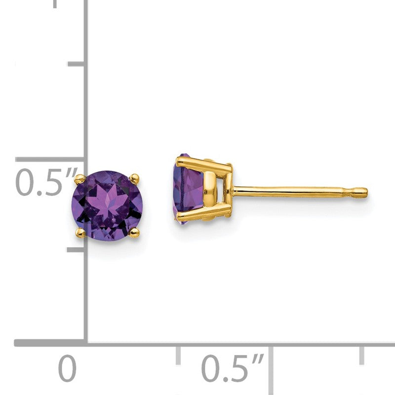 14k 5mm Round Amethyst Post Earrings XE72AM