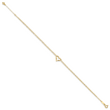 14k Double Strand Chain and Twisted Heart 9 inch Plus 1 inch Extender - Total 10 inch Anklet ANK173