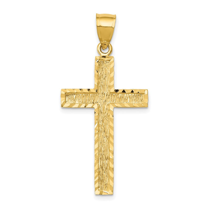 14K Diamond-cut Textured Cross Pendant C4098