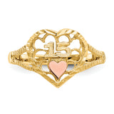 14K Two-tone Diamond-cut Quinceanera 15 in Heart Ring K3886