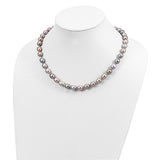 14k White Gold 8-9mm Grey Rice Freshwater Cultured Pearl 16 inch Necklace XF415