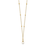 14k 4-5mm White Freshwater Cultured Pearl with Diamond-cut Beads 18 inch Necklace SF2763