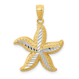 14k with White Rhodium Diamond-cut Starfish Pendant K6065