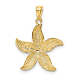 14k with White Rhodium Diamond-cut Starfish Pendant K6065