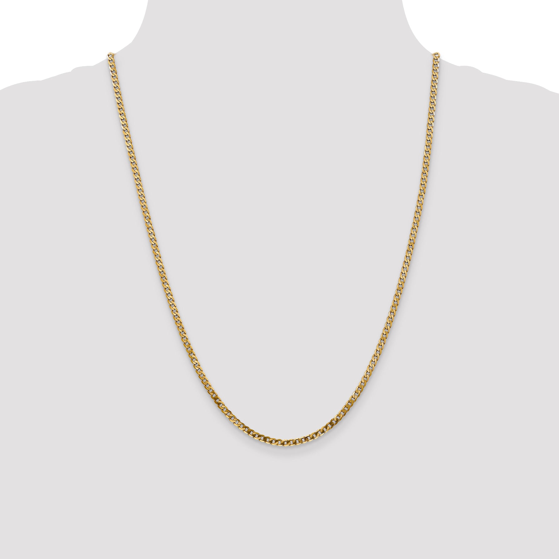 14K 26 inch 2.9mm Flat Beveled Curb with Lobster Clasp Chain FBU080