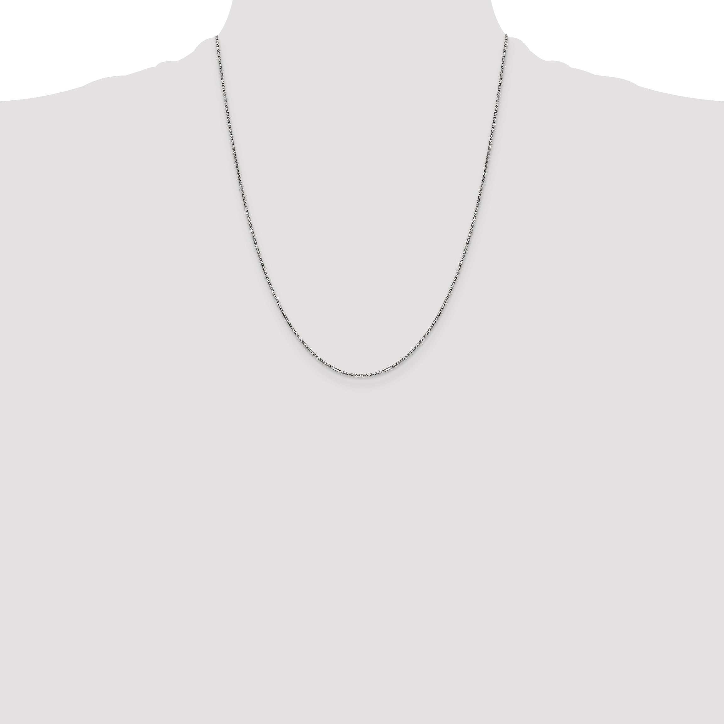 14K White Gold 26 inch .9mm Box with Lobster Clasp Chain WLB
