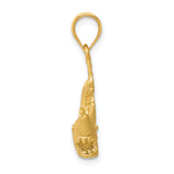 14k Satin Diamond-cut Swimming Shark Pendant C116