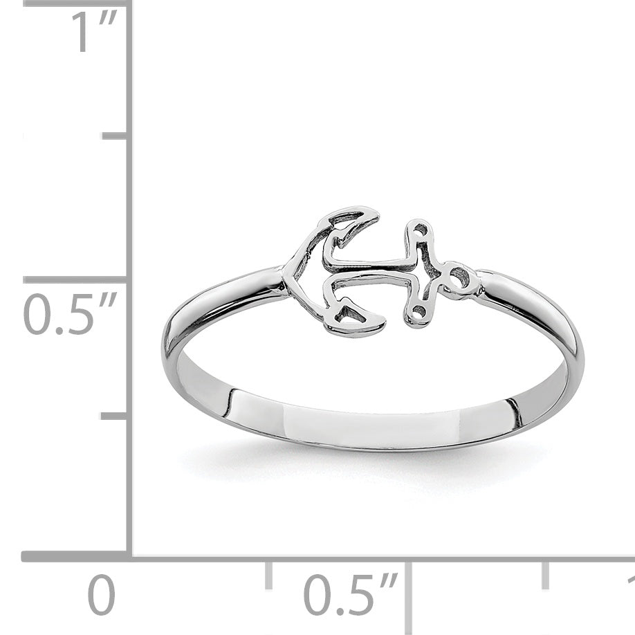 14K White Gold Polished Anchor Ring D4724