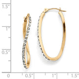 14k Diamond Fascination Diamond Dust/Accent 1x30mm Oval Twist Hoop Earrings DF225