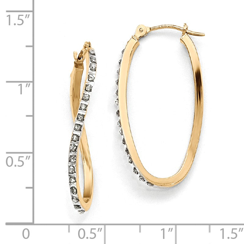 14k Diamond Fascination Diamond Dust/Accent 1x30mm Oval Twist Hoop Earrings DF225