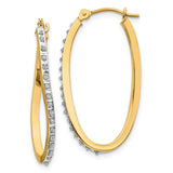 14k Diamond Fascination Diamond Dust/Accent 1x30mm Oval Twist Hoop Earrings DF225