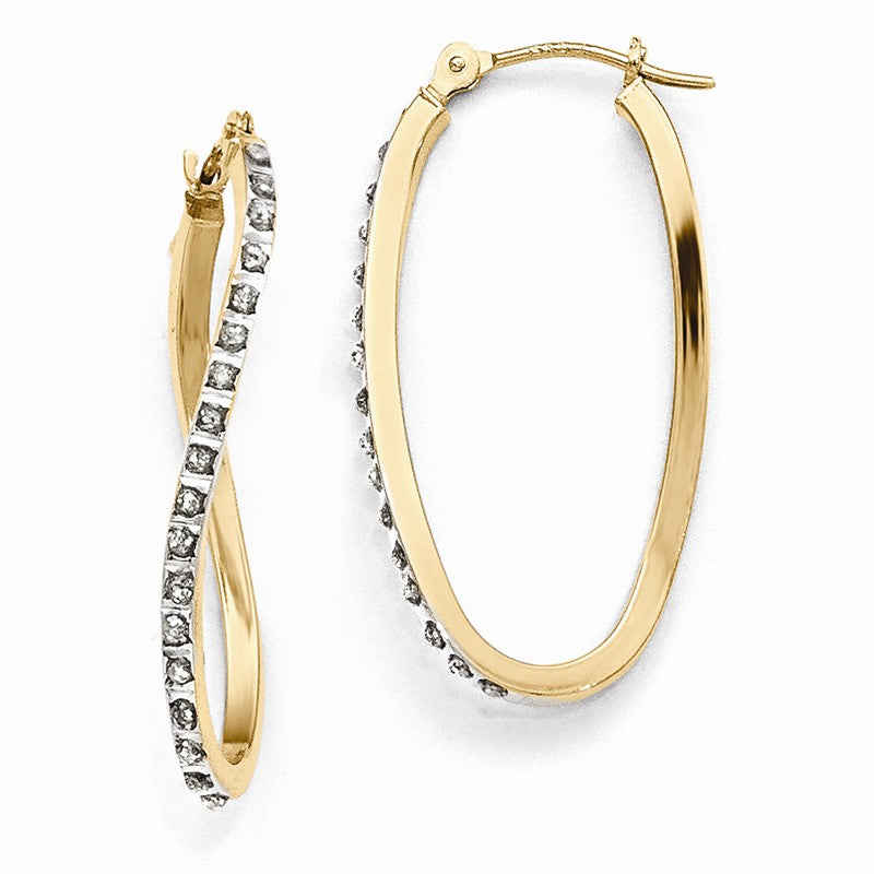 14k Diamond Fascination Diamond Dust/Accent 1x30mm Oval Twist Hoop Earrings DF225