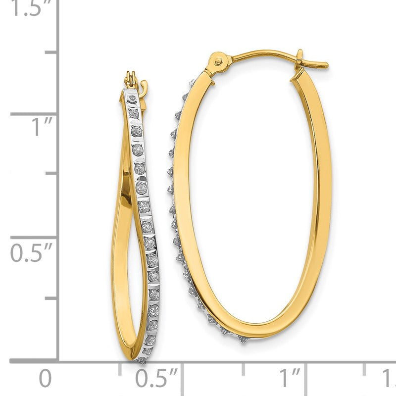 14k Diamond Fascination Diamond Dust/Accent 1x30mm Oval Twist Hoop Earrings DF225