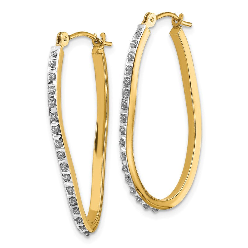 14k Diamond Fascination Diamond Dust/Accent 1x30mm Oval Twist Hoop Earrings DF225