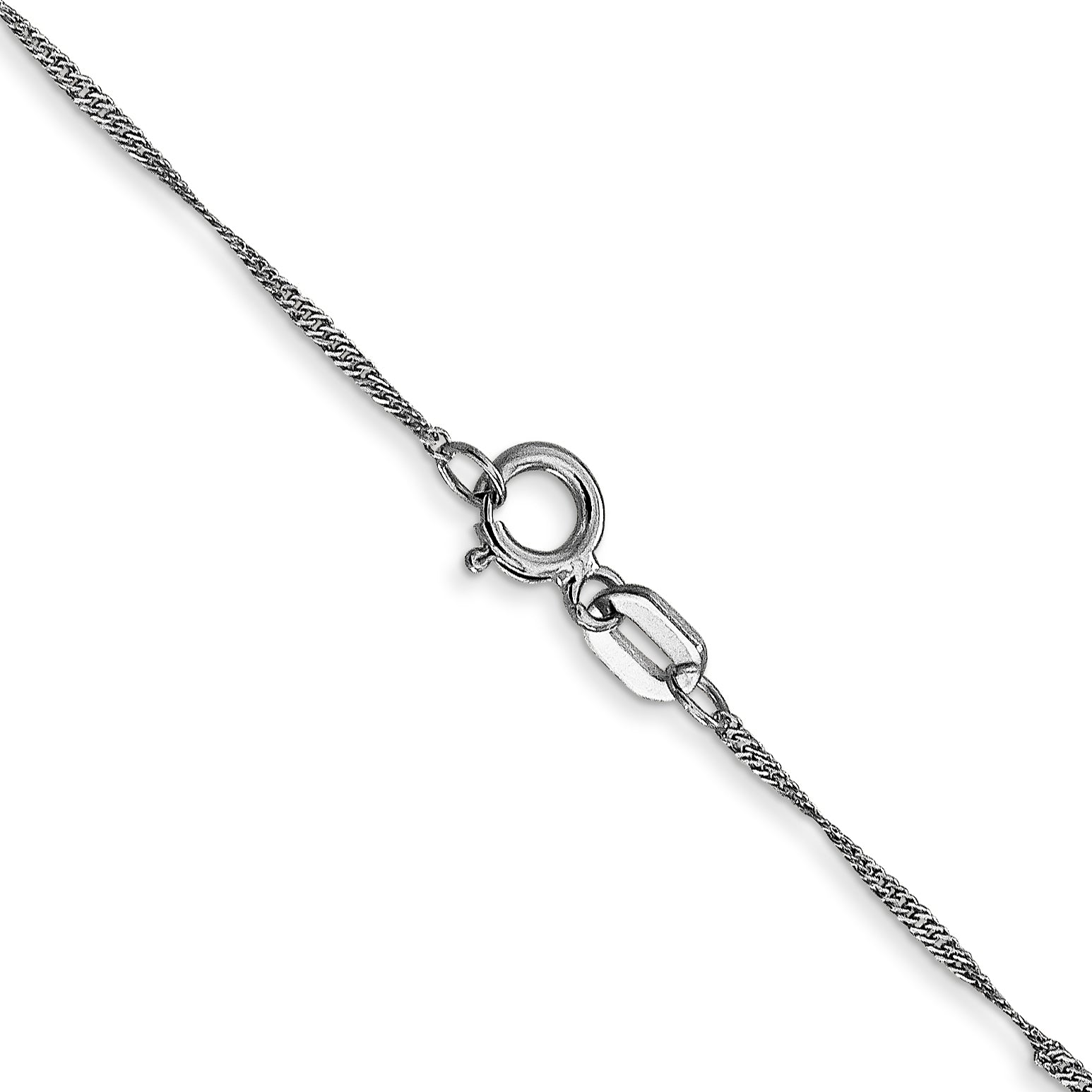 14K White Gold 14 inch 1mm Singapore with Spring Ring Clasp Chain PEN166