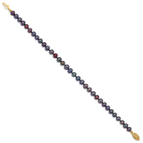 14k 5-6mm Black Near-Round Freshwater Cultured Pearl 16 inch Necklace BPN050