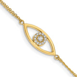14k Complete A Diamond Evil Eye 2-Strand 7 inch Bracelet with 1 inch Extender XB320A