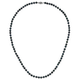 14k White Gold 5-6mm Black Round Akoya Saltwater Cultured Pearl 16 inch Necklace PLB50