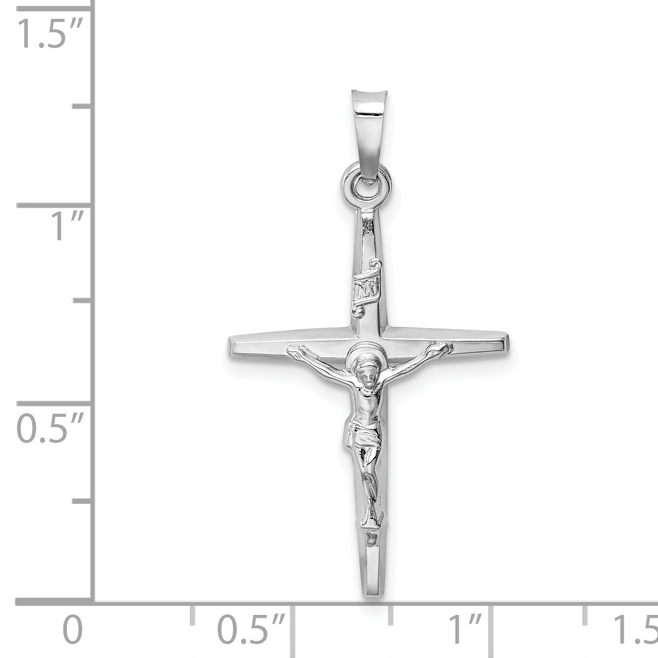 14k White Gold INRI Crucifix Charm XR509
