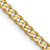 14K 10 inch 2.2mm Flat Beveled Curb with Lobster Clasp Anket FBU060