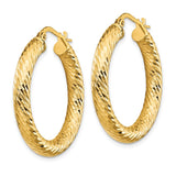 14k 4x30mm Diamond-cut Round Tube Hoop Earrings TF1334