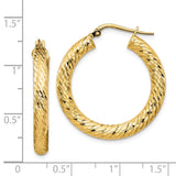 14k 4x30mm Diamond-cut Round Tube Hoop Earrings TF1334