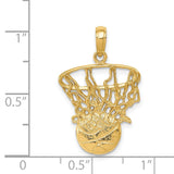 14k Swoosh Basketball and Net Pendant C3780