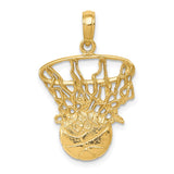 14k Swoosh Basketball and Net Pendant C3780