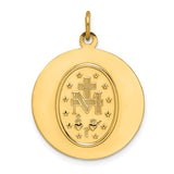 14k Polished and Satin Solid Medium Miraculous Medal Round Pendant XR1769
