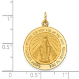 14k Polished and Satin Solid Medium Miraculous Medal Round Pendant XR1769