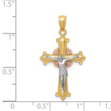 14K Tri-color Polished Crucifix Pendant K5576