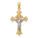 14K Tri-color Polished Crucifix Pendant K5576