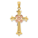 14K Tri-color Polished Crucifix Pendant K5576