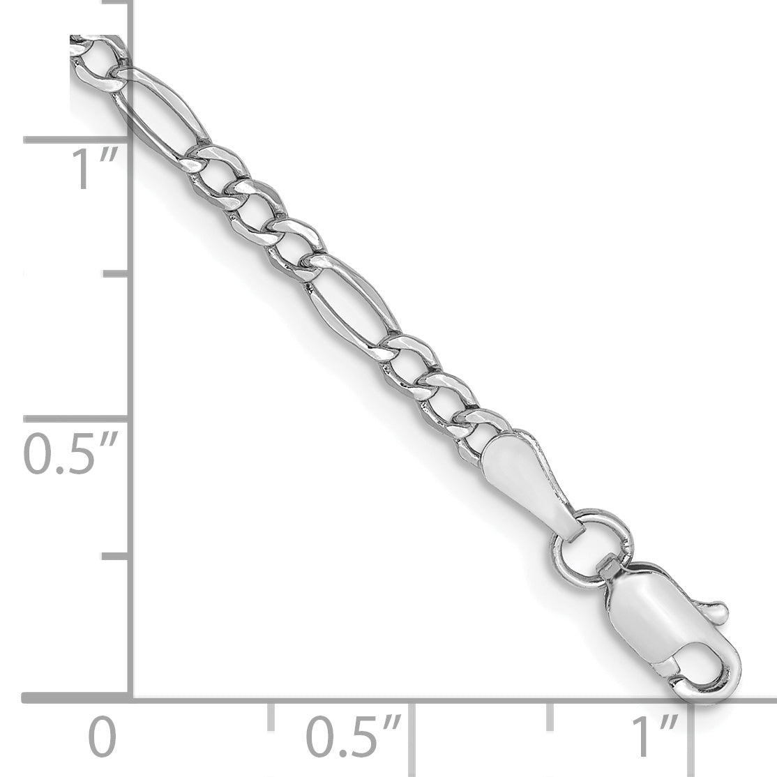 14K White Gold 10 inch 2.5mm Semi-Solid Figaro with Lobster Clasp Chain BC119