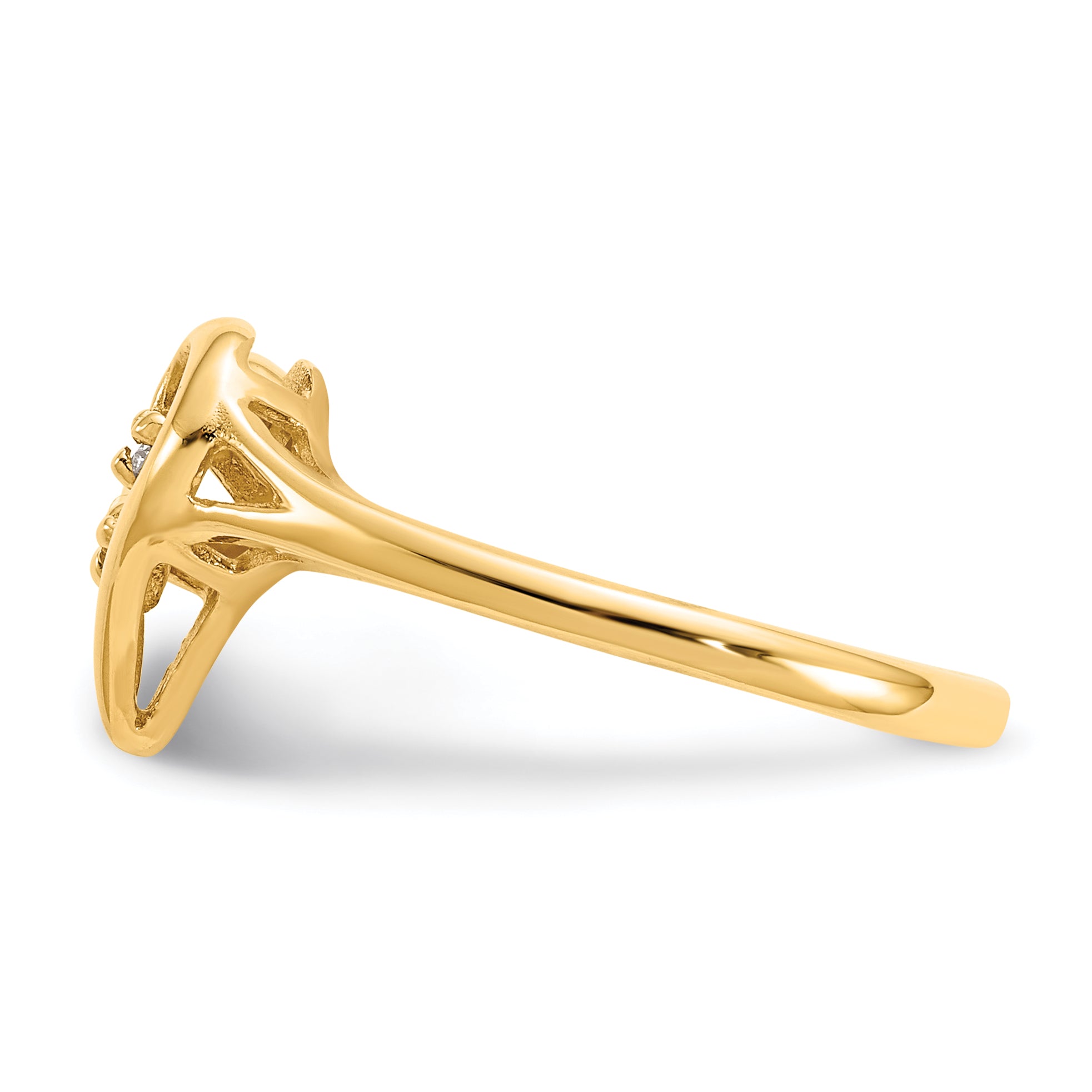 14k Polished AAA Diamond Swirled Heart Ring Y1774AAA