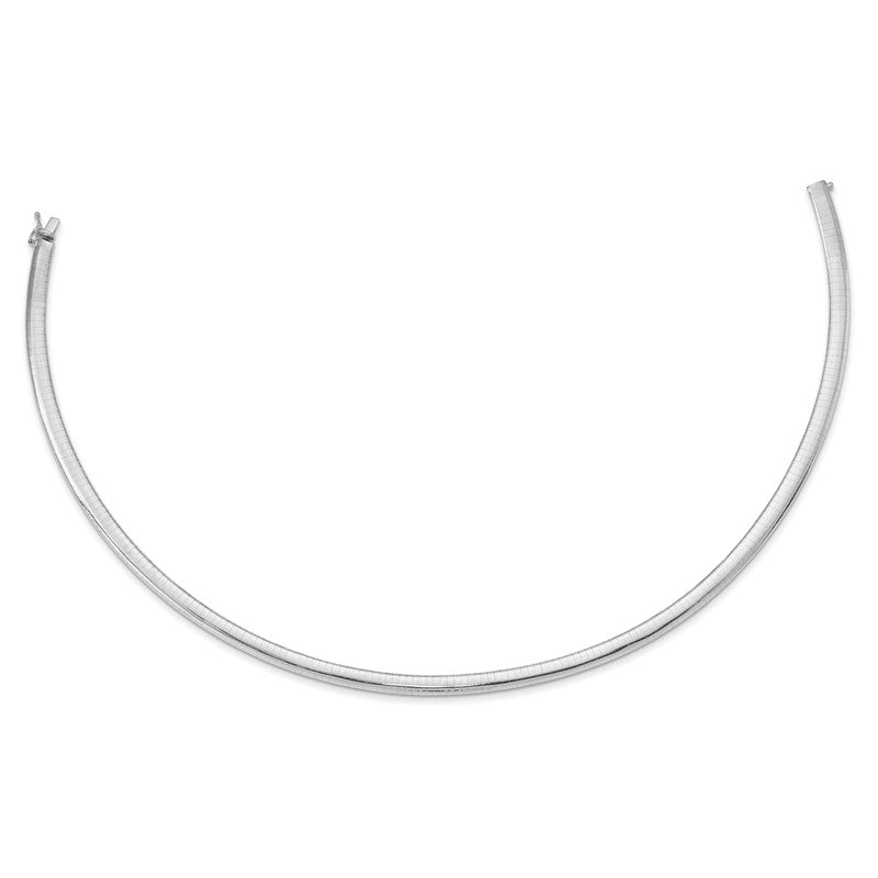 14k White Gold Polished 6mm Standard Weight 16 inch Domed Omega Necklace OW6
