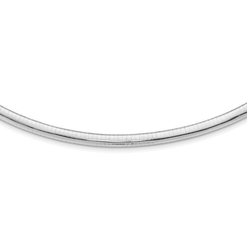 14k White Gold Polished 6mm Standard Weight 16 inch Domed Omega Necklace OW6