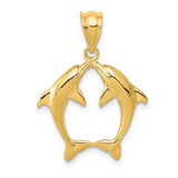 14k Two Dolphins Pendant K4874